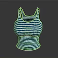 Blue And White Striped Fitted Tank Top For Women's Everyday Casual Wear