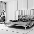 Modern Background Double Bed Double Bed 3d model