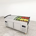 Commercial Double Door Display Freezer with Stainless Steel Body Transparent Glass Lid and Fresh Fruits