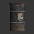 Rusty Metal Barrel With Red And Black Finish And Sturdy Handles For Home Storage Use