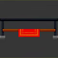 Modern Furniture Table With Blue Tabletop Red Drawers And Gray Legs