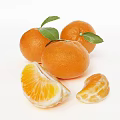 Fresh Tangerines With Green Leaves Whole Sliced And Peeled Segments On White Background
