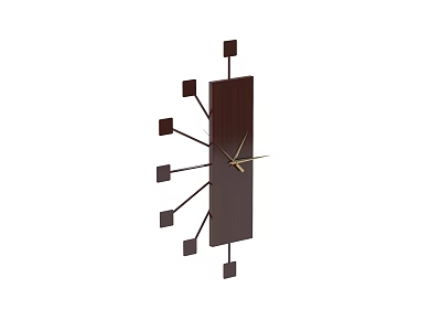 Modern Vertical Rectangular Wall Clock With Square Hour Markers And Golden Hands 3d model