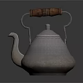 Modern Electric Kettle With Silver Metal Body And Wooden Handle For Kitchen Use