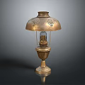 Vintage Brass Table Lamp With Carved Decorations Ornate Shade And Elegant Base Design