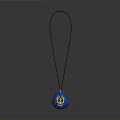 Elegant Blue Pendant With Gold Pattern Hanging On Black Cord Design
