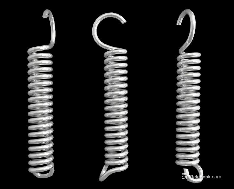 Hardware Tools Metal Coiled Springs Featuring Hook Ends and Steel Construction 3d model 