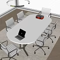 Modern conference table and chair combination 3d model