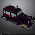 Vintage Purple Ambulance with Red Stripes and Yellow Roof Horn Classic Design