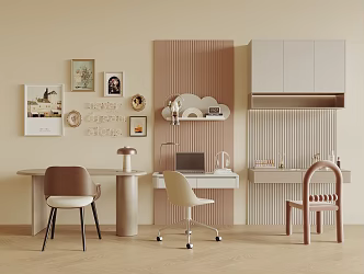 Modern Children's Desk and Chair Hanging Painting 3d model
