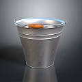 Sturdy Silver Metal Bucket With Wooden Handle Essential Household Item For Daily Use