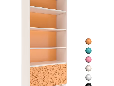 Modern Decorative Cabinet With Orange Interior Carved Doors And Colorful Spheres 3d model