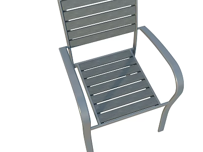 Durable Modern Metal Outdoor Chair For Garden Patio With Slatted Design And Armrests 3d model