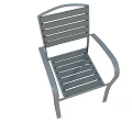 Durable Modern Metal Outdoor Chair For Garden Patio With Slatted Design And Armrests