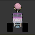Pink Blue Monster Truck With Large Tires And Big Cotton Candy On Top