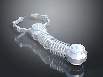 Industrial Machinery Equipment With Spring Component Hexagonal Bolt And Shiny Metallic Surface 3d model