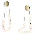 Elegant Modern Wall Sconce With Brass Round Base And Hanging White Beads 3d model