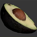 Fresh Half Avocado With Green Flesh And Brown Seed On Gray Background