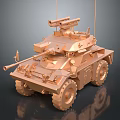 Golden Metallic Tank Model with Detailed Turret and Cannon on Dark Background
