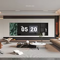 Modern Living Room Interior With TV Wall Sofa Coffee Table And Potted Plant