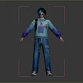 Man Wearing Blue Gradient Hoodie With Backpack And Sunglasses In Casual Blue Jeans Outfit