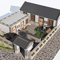 Traditional Chinese Courtyard House With Gray Tiled Roof Brick Walls And Green Plants