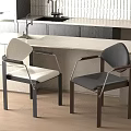 Modern Dining Chairs With White Gray Upholstery Metal Frame Wooden Armrests In Kitchen Bar Area
