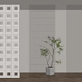 Modern partition cement brick glass brick partition 3d model