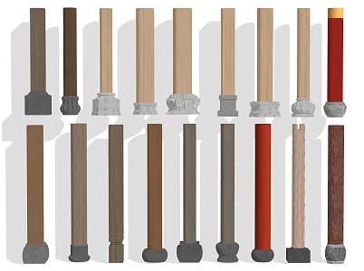 Solid wood column combination 3d model