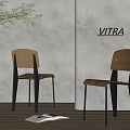 Modern Minimalist Dining Chairs With Wooden Seats And Black Metal Legs In Interior