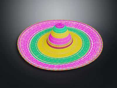 Vibrant Colorful Mexican Sombrero Hat With Wide Brim And Decorative Patterns 3d model