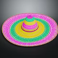 Vibrant Colorful Mexican Sombrero Hat With Wide Brim And Decorative Patterns