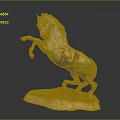Artistic Rearing Horse Sculpture With Detailed Painted Design On Colored Base