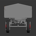 Gray Open Cargo Trailer Featuring Wooden Edges Red Wheels And Trailer Hitch
