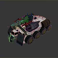 Futuristic Multi Wheel Tank With White And Dark Blue Exterior And Top Mounted Weapon