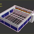 Modern Industrial Mechanical Device Featuring White Blue Exterior Orange Components And Internal Grid Platform