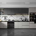 Modern Kitchen Interior Design With Gray And White Cabinets Marble Countertop And Appliances
