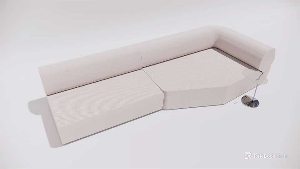 Elegant Modern Sectional Sofa With Light Beige Fabric And Comfortable Seating Design 3d model