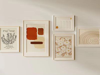 Framed Wall Artworks With Botanical Geometric Floral And Texture Patterns 3d model