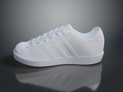 White Casual Sneakers With Laces And Striped Design For Daily Wear 3d model