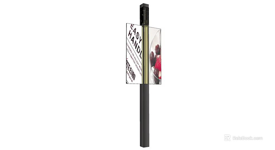 Outdoor Light Pole With Farm Fresh Advertising Sign Displaying Red Berries 3d model 