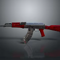 High Quality Red Silver Assault Rifle With Detailed Wooden Texture And Modern Design