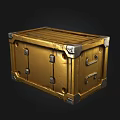 Golden Metal Storage Cabinet With Silver Hardware And Sturdy Vintage Industrial Design