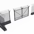 Public Security Fences With Barbed Wire And Metal Frames For Facilities 3d model