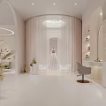 Modern Wedding Dress Store Reception With Bridal Gowns And Flowers