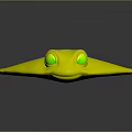 Cute Blue Cartoon Ray Character 3D Model With Big Eyes And Smooth Body Shape
