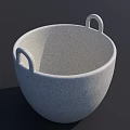 White Speckled Cookware Bowl With Dual Handles And Textured Exterior