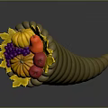 Autumn Harvest Cornucopia Filled With Fresh Pumpkins Apples Grapes And Yellow Leaves