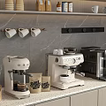Modern Kitchen Counter With Various Coffee Makers Coffee Beans Bags And Cups