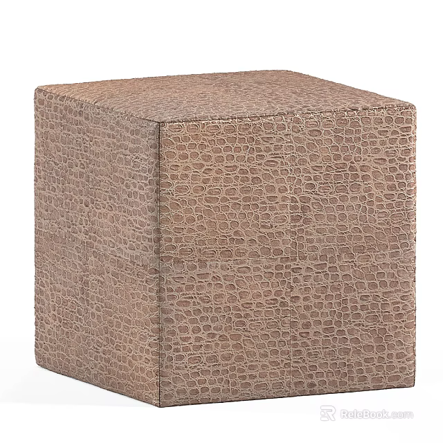 Stylish Brown Crocodile Texture Cube Shaped Accent Chair Modern Decorative Seating 3d model 
